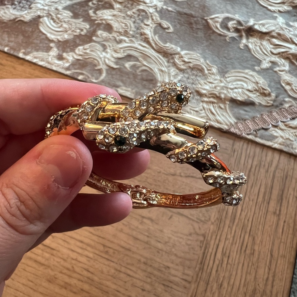 Gold-Plated Rhinestone Snake Set - Picture 6 of 12